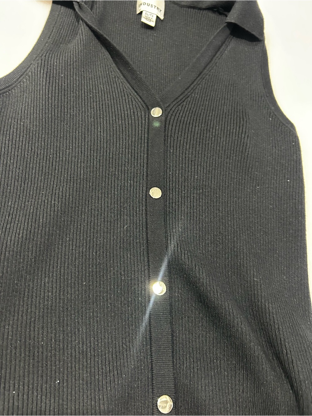 Apt. 9 Black Ribbed Button-Up Collared Tank - Picture 2 of 5